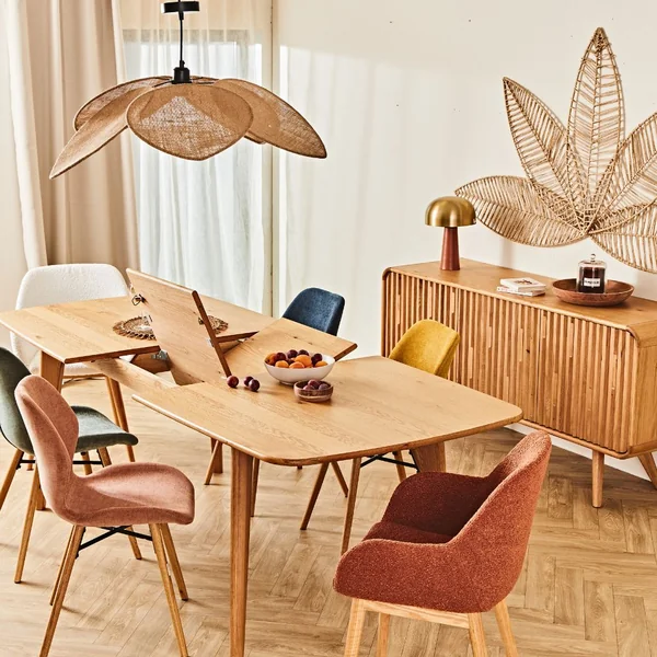 Table à manger extensible en placage et chêne naturel 140(+40)X90CM - Sublime