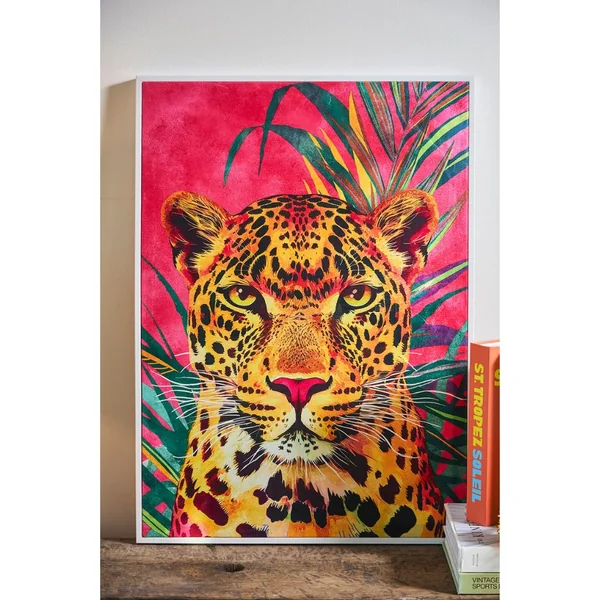 Tableau encadré léopard multicolore 52x72cm