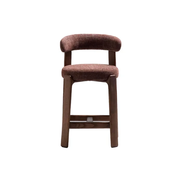 Tabouret haut GRANITE H 65 avec dossier Tissu Chenille marron / Frêne finition Noyer KAVE HOME
