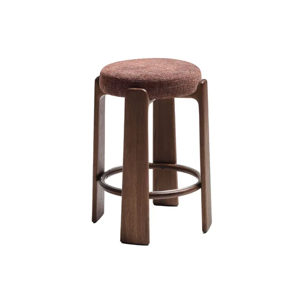 Tabouret haut GRANITE H 65 Tissu Chenille marron / Frêne finition Noyer KAVE HOME