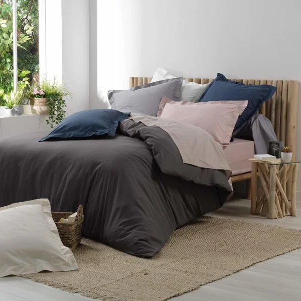 TAIE D OREILLER VP 63 X 63 CM PERCALE UNI 78 FILS BLEU