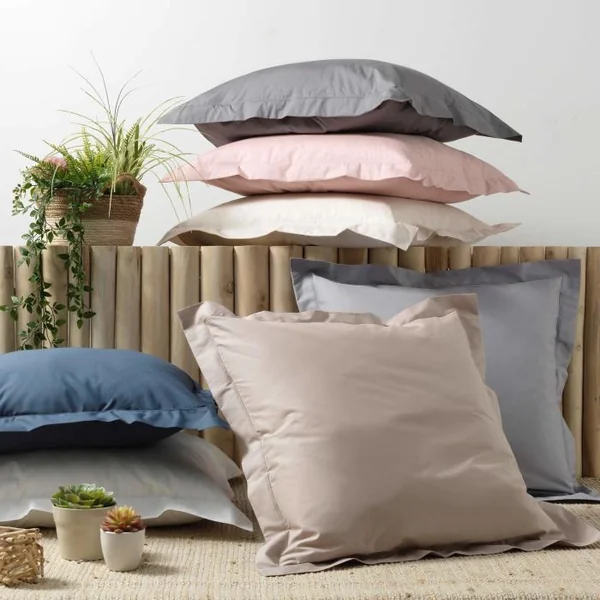 TAIE D OREILLER VP 63 X 63 CM PERCALE UNI 78 FILS BLEU