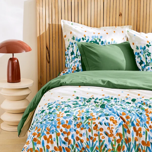 Taie de traversin 140x43 cm en 100% coton ÉVASION Vert fougère