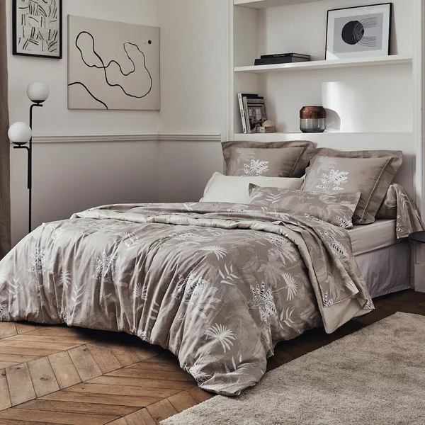 Taie de traversin 240x43 cm satin de coton CAYENNE beige ficelle