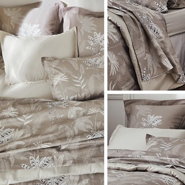 Taie de traversin 240x43 cm satin de coton CAYENNE beige ficelle