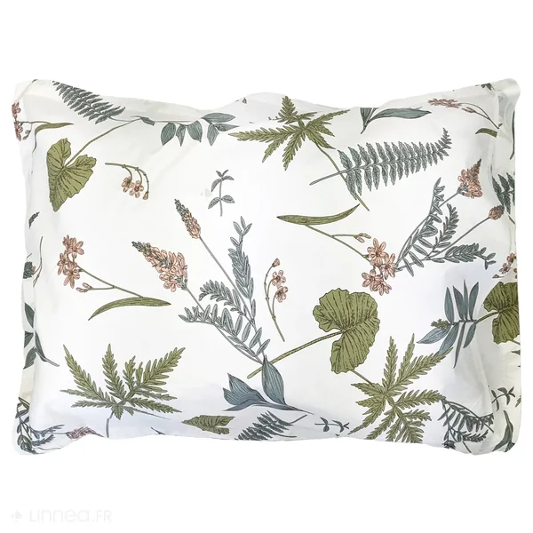 Taie d'oreiller 50x70 cm percale 100% coton FÉÉRIE Blanc sauge