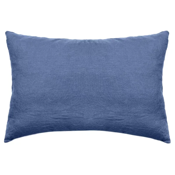 Taie d'oreiller uni 50x70 cm lin lavé froissé SONATE bleu Indigo