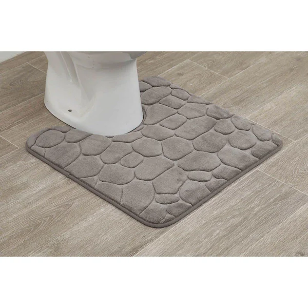 TAPIS CONTOUR WC MEMOIRE DE FORME MICROFIBRE GALET 50X50CM T
