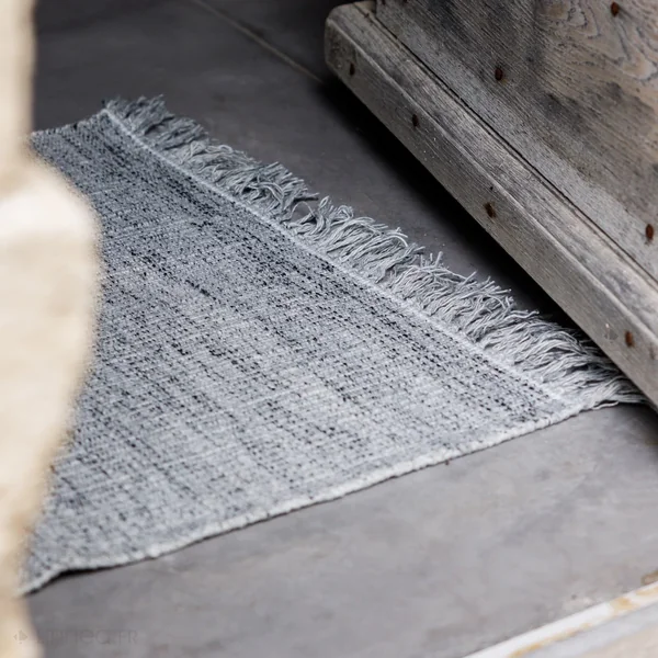 Tapis de salon à franges 70x140 cm PENJAB viscose et laine gris Argent