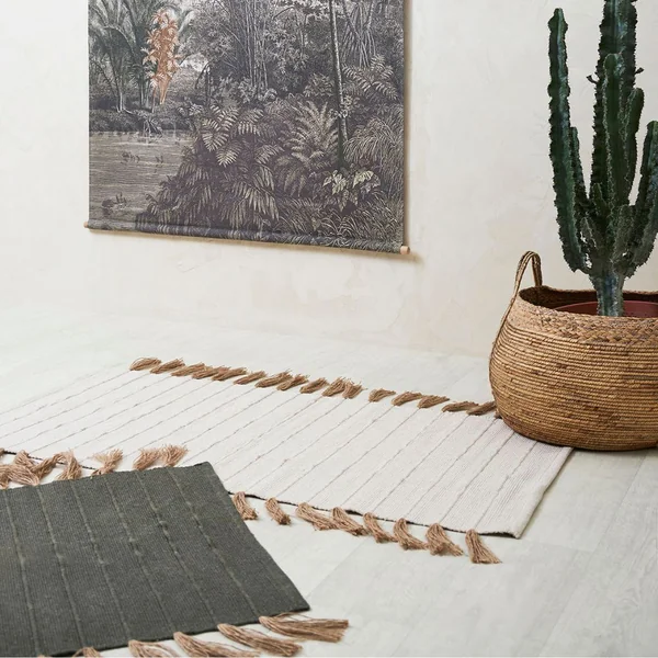 Tapis en coton et jute écru 140x70cm - Kolore