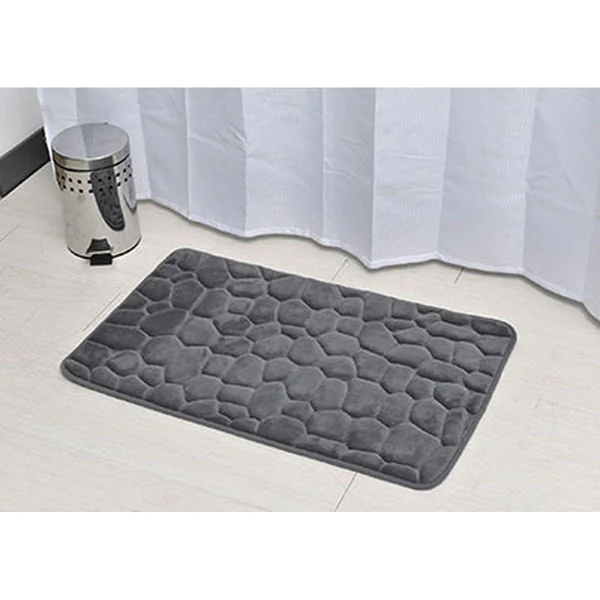 TAPIS MEMOIRE DE FORME MICROFIBRE GALET 50X80 CM GRIS FONCE