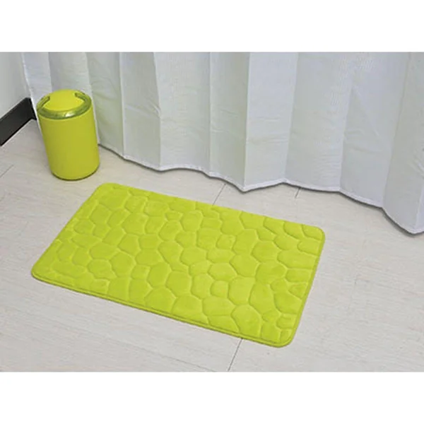 TAPIS MEMOIRE DE FORME MICROFIBRE GALET 50X80 CM VERT ANIS