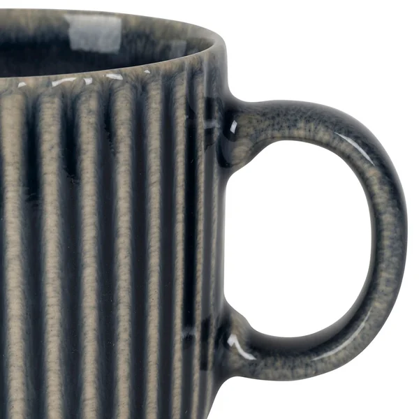 Tasse à thé et sous-tasse en grès rayé bleu 20cl - Carla