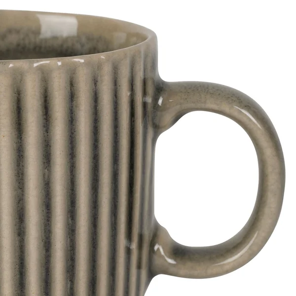 Tasse à thé et sous-tasse en grès rayé gris 20cl - Carla