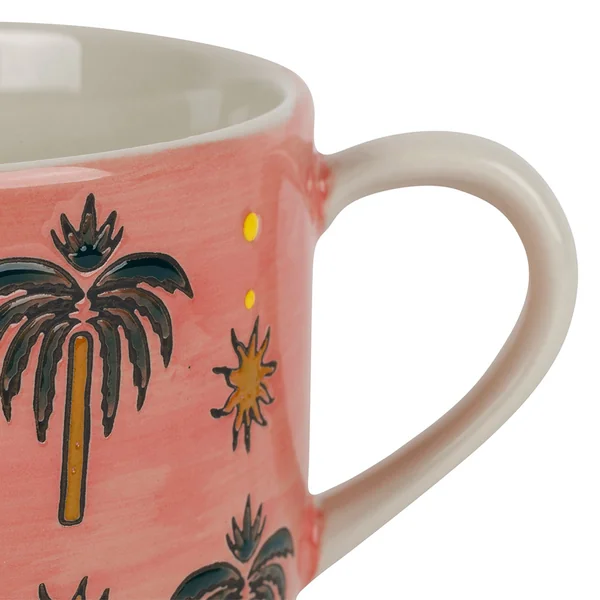 Tasses x2 palmiers en grès multicolore 60cl - Palmisol