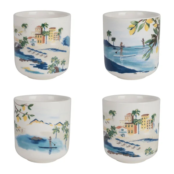 Tasses à café x4 en porcelaine multicolore 10cl - Medi