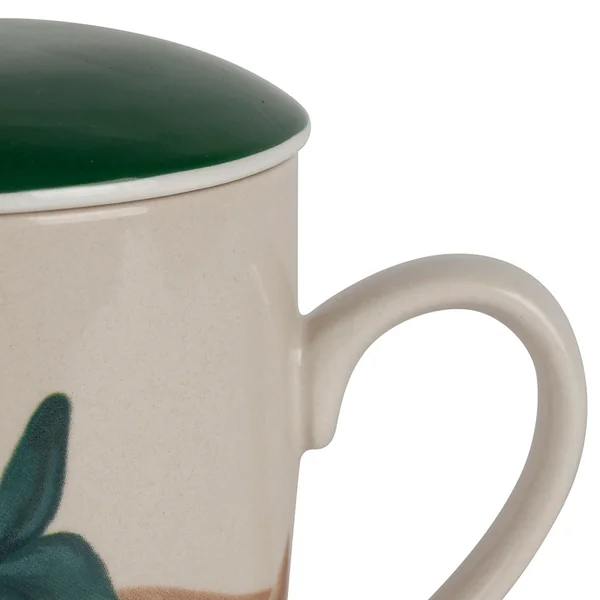Tisanière en grès éléphant brun et vert avec filtre 40cl - Somptua