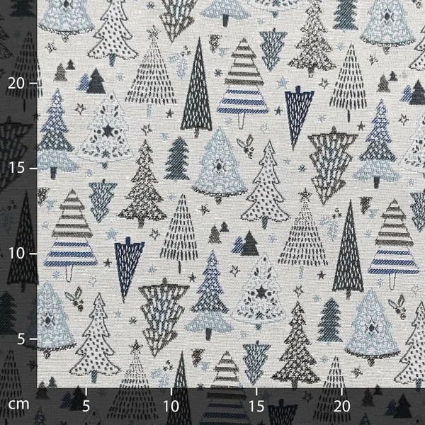 Tissu mixte tissé teint motif festif esprit noël CELEBRATION bleu Ciel