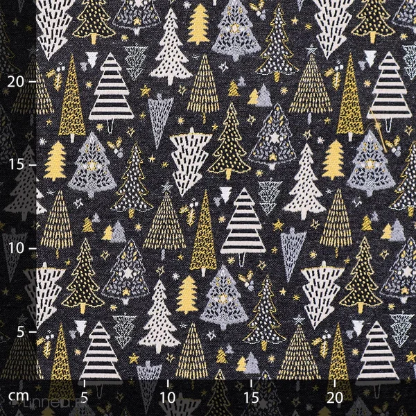 Tissu mixte tissé teint motif festif esprit noël CELEBRATION gris Graphite