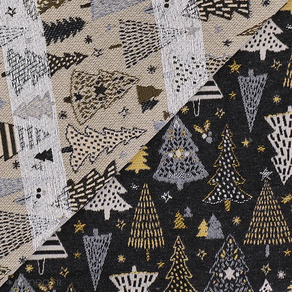 Tissu mixte tissé teint motif festif esprit noël CELEBRATION gris Graphite