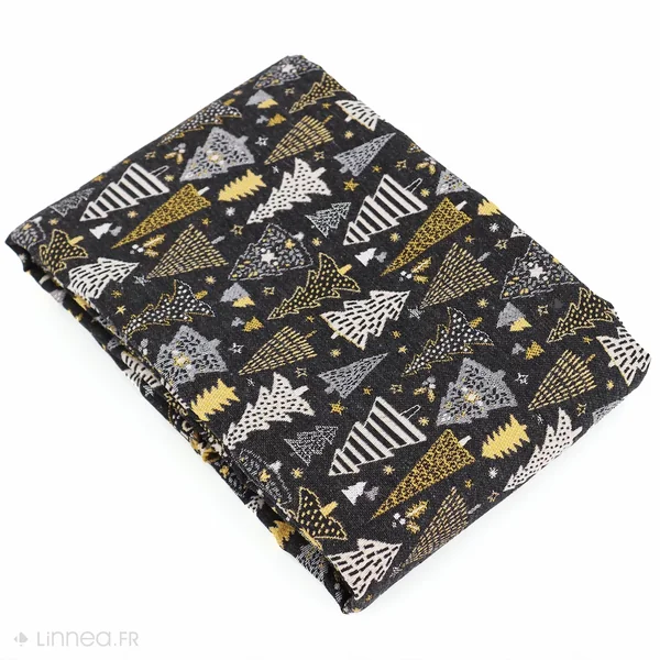 Tissu mixte tissé teint motif festif esprit noël CELEBRATION gris Graphite