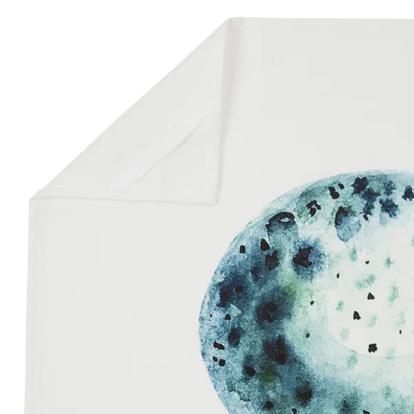 Torchon en coton (x3) faune marine blanc et turquoise 50x70cm