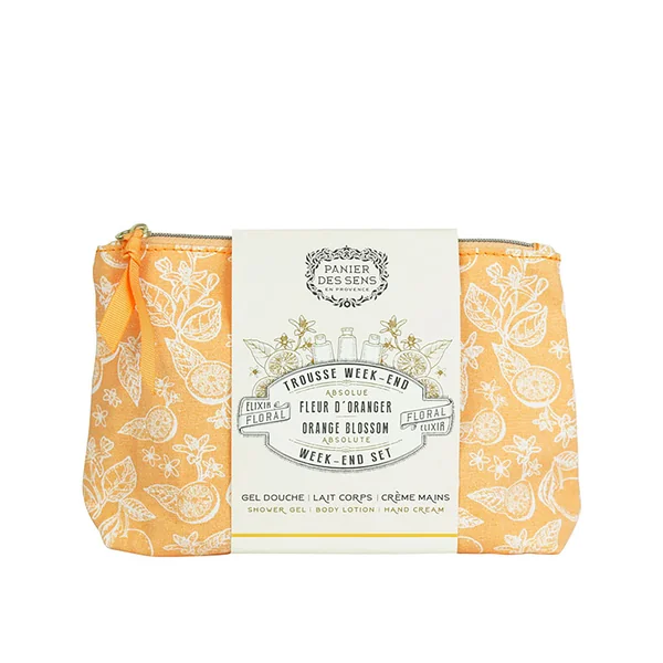 Trousse de voyage gel douche, lait corps et crème main fleur d'oranger