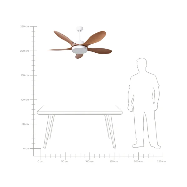 Ventilateur de plafond avec lampe BARBET Avec télécommande LED Marron clair