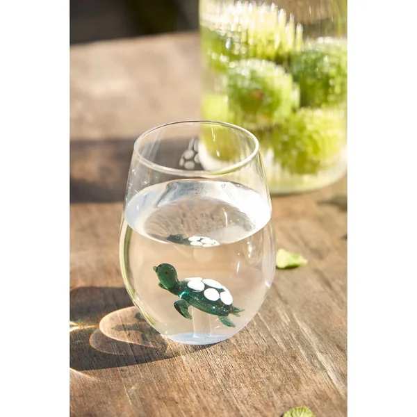 Verre à eau tortue en verre borosilicate émeraude 50cl
