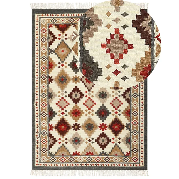 Vloerkleed GHUKASAVAN Meerkleurig 200 x 300 cm Wol Kelim
