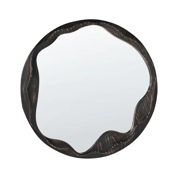 Wall Mirror LANGON 60 cm 60 cm Pine Wood Dark Brown