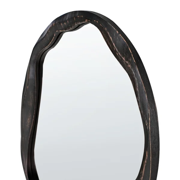 Wall Mirror LANGON 60 cm 60 cm Pine Wood Dark Brown