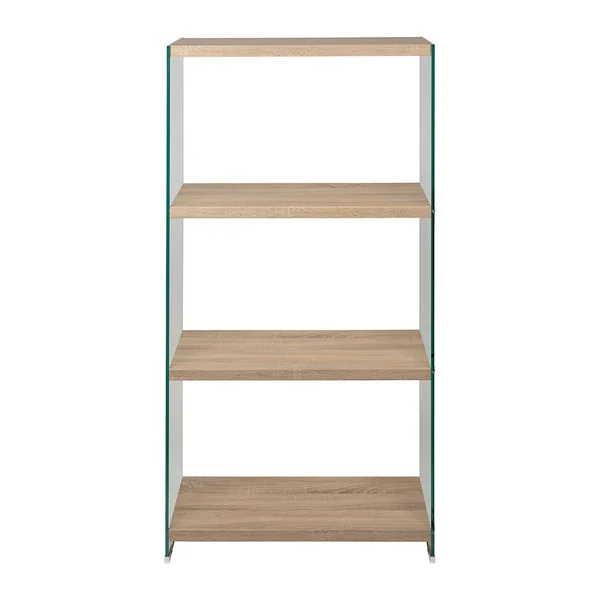 Étagère 3 niveaux en verre trempé et bois h165cm - Adela